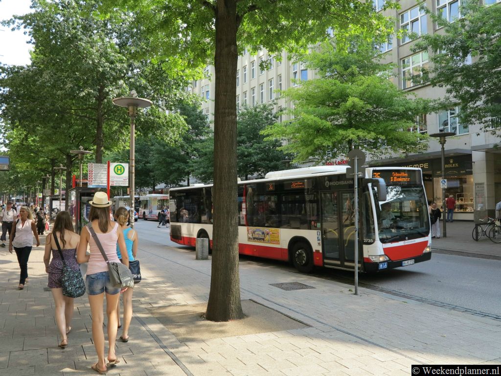 De Mönckebergstrasse is de grootste winkelstraat  in de binnenstad van Hamburg. Hier zijn grote winkelketens en er zijn enkele warenhuizen.  Tip:   Winkelen in Hamburg.